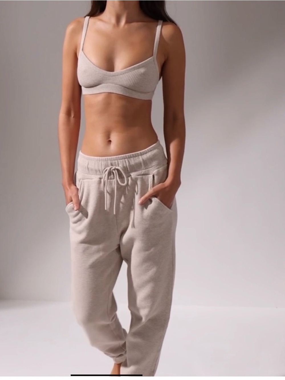 NEGATIVE UNDERWEAR Waffle Knit Jogger in color Sand size M